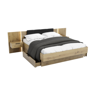 Łóżko Nowoczesne z Szufladami Do Sypialni Sypialniane Podwójne Tapicerowane Dąb Artisan Arkadia 03