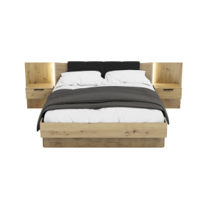 Łóżko Nowoczesne z Szufladami Do Sypialni Sypialniane Podwójne Tapicerowane Dąb Artisan Arkadia 04