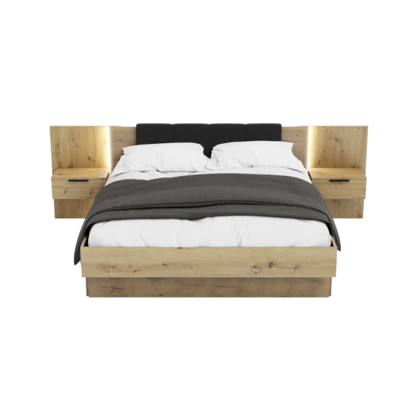 Łóżko Nowoczesne z Szufladami Do Sypialni Sypialniane Podwójne Tapicerowane Dąb Artisan Arkadia 04