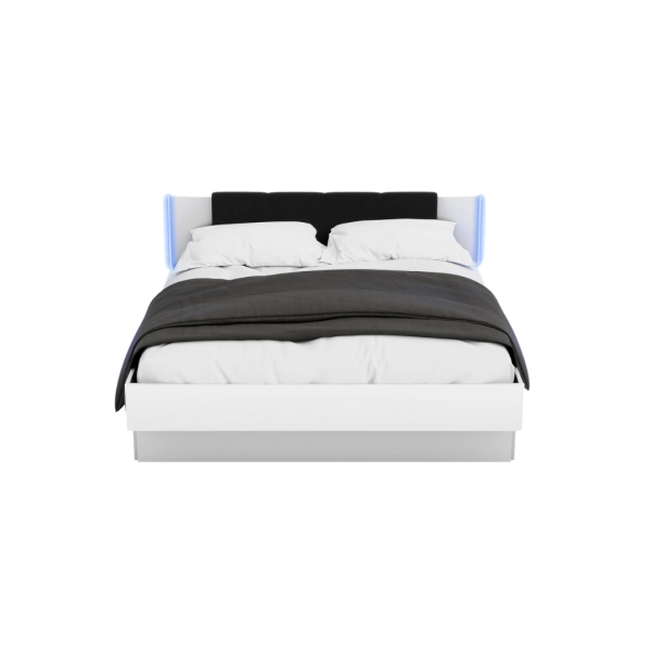 Łóżko Nowoczesne z Szufladami Do Sypialni Sypialniane Podwójne Tapicerowane Białe Arkadia 02