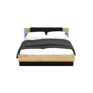 Łóżko Nowoczesne z Szufladami Do Sypialni Sypialniane Podwójne Tapicerowane Dąb Złoty Craft Czarne Arkadia 04