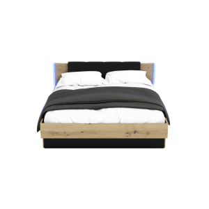 Łóżko Nowoczesne z Szufladami Do Sypialni Sypialniane Podwójne Tapicerowane Dąb Artisan Czarne Arkadia 02