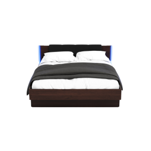 Łóżko Nowoczesne z Szufladami Do Sypialni Sypialniane Podwójne Tapicerowane Ciemne Wenge Drewno Arkadia 02