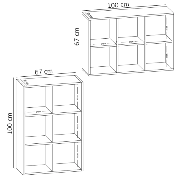 Regał Otwarty Na Książki Na Zabawki Biurowy 2x3 Biały Kostka  03