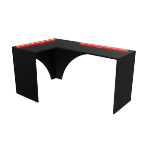Biurko Gamingowe Komputerowe Narożne Obustronne Z Ledem Czarne Carbon 05