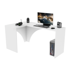 Biurko Gamingowe Komputerowe Narożne Obustronne Białe Carbon 05