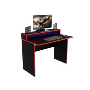 Biurko Gamingowe Komputerowe Z Ledem Czarne Adept  04