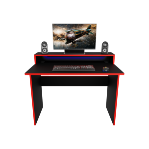 Biurko Gamingowe Komputerowe Z Ledem Czarne Adept  05
