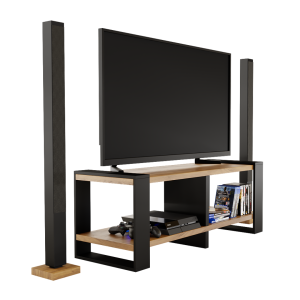 Ława Stolik Pod Telewizor TV Skandynawski Złoty Craft + Czarny Niko RTV 03