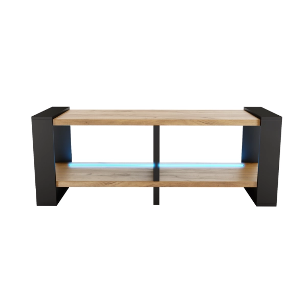 Ława Stolik Pod Telewizor TV Skandynawski Złoty Craft + Czarny LED Niko RTV 01