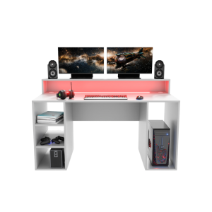 Biurko Gamingowe Komputerowe Duże Z Ledem Białe Enigma 02