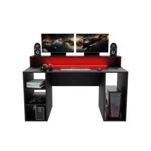 Biurko Gamingowe Komputerowe Duże Z Ledem Czarne Enigma 02