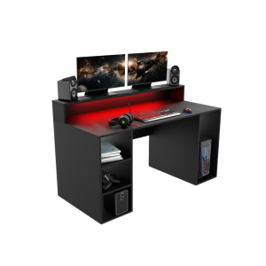 Biurko Gamingowe Komputerowe Duże Z Ledem Czarne Enigma 04