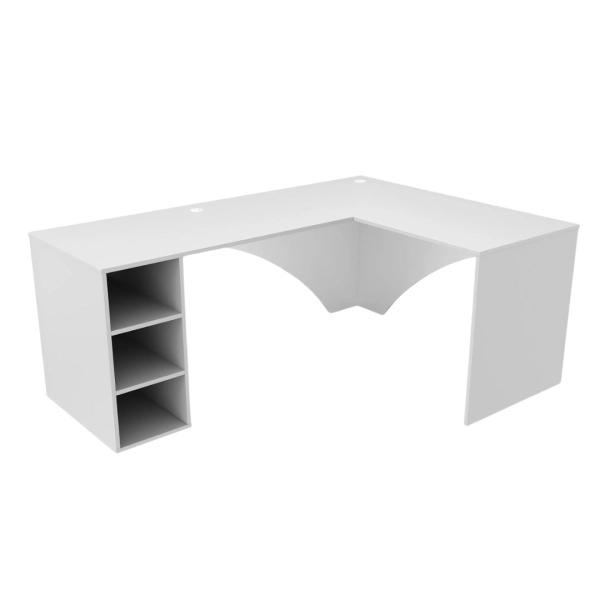 Biurko Gamingowe Komputerowe Narożne Podwójne Białe Carbon 03