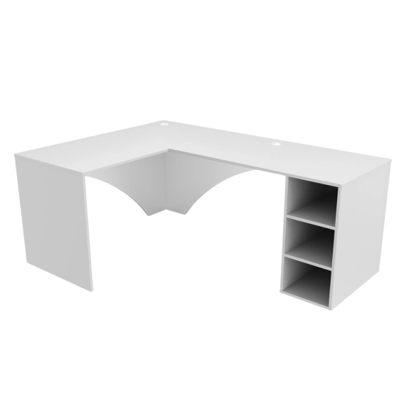 Biurko Gamingowe Komputerowe Narożne Podwójne Białe Carbon 05