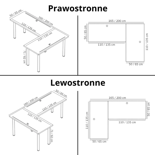 Biurko Gamingowe Narożne Podwójne Obustronne Z Ledem Złoty Craft N 08