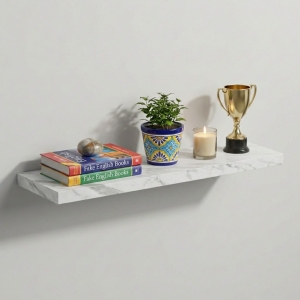 Półka Wisząca Ścienna do Pokoju Łazienki i Kuchni na Ścianę na Książki Biały Marmur Ula 01