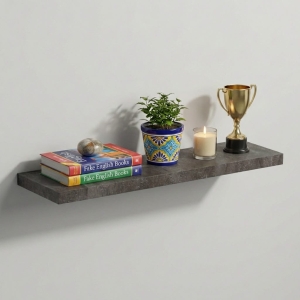 Półka Wisząca Ścienna do Pokoju Łazienki i Kuchni na Ścianę na Książki Beton Czarny Ula 01