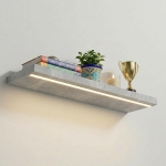 Półka Wisząca Ścienna do Pokoju Łazienki i Kuchni na Ścianę na Książki LED Beton Jasny Ula