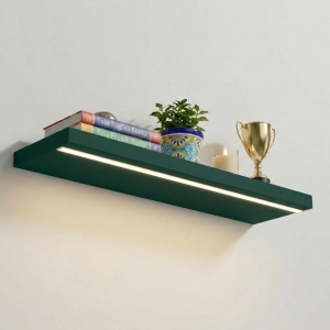 Półka Wisząca Ścienna do Pokoju Łazienki i Kuchni na Ścianę na Książki LED Zielony Ula 01