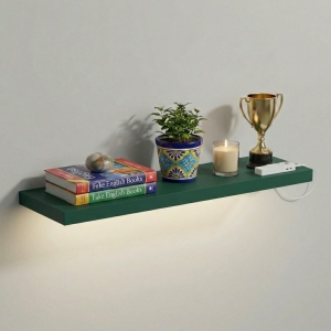 Półka Wisząca Ścienna do Pokoju Łazienki i Kuchni na Ścianę na Książki LED Zielony Ula 02