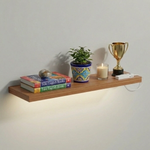 Półka Wisząca Ścienna do Pokoju Łazienki i Kuchni na Ścianę na Książki LED Olcha Ula 02