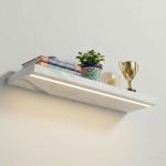 Półka Wisząca Ścienna do Pokoju Łazienki i Kuchni na Ścianę na Książki LED Biały Marmur Ula