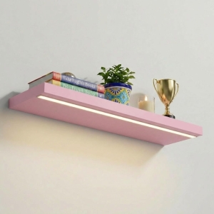 Półka Wisząca Ścienna do Pokoju Łazienki i Kuchni na Ścianę na Książki LED Różowy Ula 01