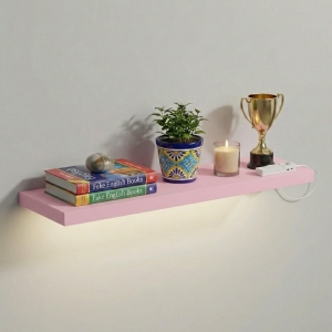 Półka Wisząca Ścienna do Pokoju Łazienki i Kuchni na Ścianę na Książki LED Różowy Ula 02