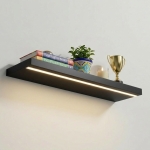 Półka Wisząca Ścienna do Pokoju Łazienki i Kuchni na Ścianę na Książki LED Czarna Ula