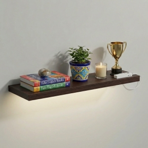 Półka Wisząca Ścienna do Pokoju Łazienki i Kuchni na Ścianę na Książki LED Wenge Ula 02