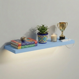 Półka Wisząca Ścienna do Pokoju Łazienki i Kuchni na Ścianę na Książki LED Niebieski Ula 02