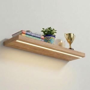 Półka Wisząca Ścienna do Pokoju Łazienki i Kuchni na Ścianę na Książki LED Złoty Craft Ula 01
