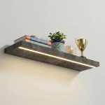 Półka Wisząca Ścienna do Pokoju Łazienki i Kuchni na Ścianę na Książki LED Beton Czarny Ula