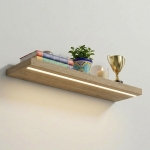 Półka Wisząca Ścienna do Pokoju Łazienki i Kuchni na Ścianę na Książki LED Dąb kamienny Ula