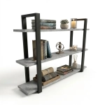 Półka Wisząca Potrójna Metalowa Ścienna do Pokoju Łazienki i Kuchni na Ścianę na Książki Beton Jasny Artur