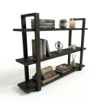 Półka Wisząca Potrójna Metalowa Ścienna do Pokoju Łazienki i Kuchni na Ścianę na Książki Czarny Onyx Artur