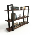 Półka Wisząca Potrójna Metalowa Ścienna do Pokoju Łazienki i Kuchni na Ścianę na Książki Wenge Artur