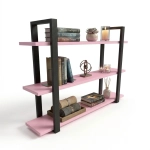 Półka Wisząca Potrójna Metalowa Ścienna do Pokoju Łazienki i Kuchni na Ścianę na Książki Różowy Artur