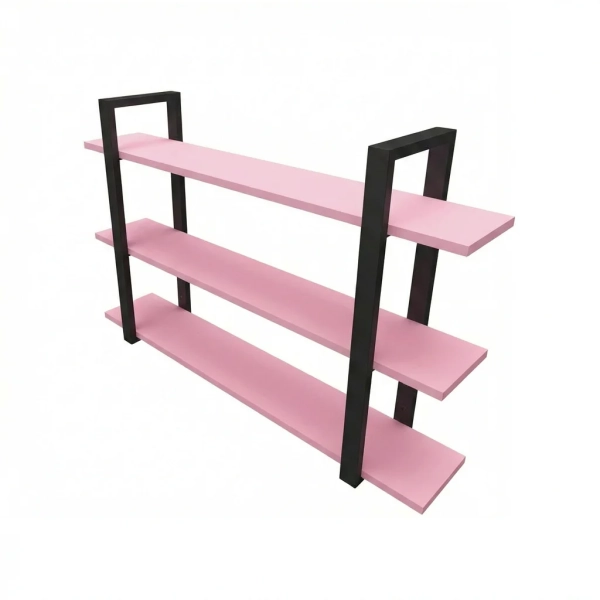 Półka Wisząca Potrójna Metalowa Ścienna do Pokoju Łazienki i Kuchni na Ścianę na Książki Różowy Artur 03