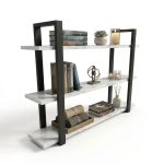 Półka Wisząca Potrójna Metalowa Ścienna do Pokoju Łazienki i Kuchni na Ścianę na Książki Biały Marmur Artur