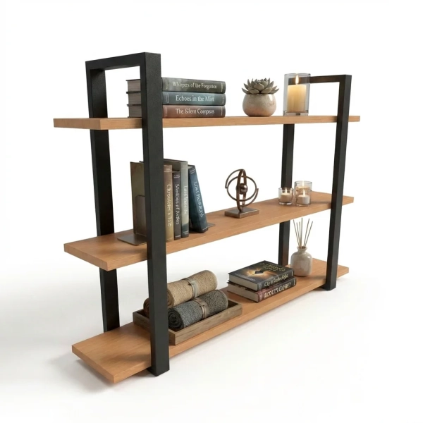 Półka Wisząca Potrójna Metalowa Ścienna do Pokoju Łazienki i Kuchni na Ścianę na Książki Buk Artur 01