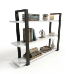 Półka Wisząca Potrójna Metalowa Ścienna do Pokoju Łazienki i Kuchni na Ścianę na Książki Biały Połysk Artur