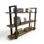 Półka Wisząca Potrójna Metalowa Ścienna do Pokoju Łazienki i Kuchni na Ścianę na Książki Orzech Artur