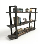 Półka Wisząca Potrójna Metalowa Ścienna do Pokoju Łazienki i Kuchni na Ścianę na Książki Beton Czarny Artur