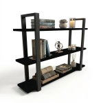 Półka Wisząca Potrójna Metalowa Ścienna do Pokoju Łazienki i Kuchni na Ścianę na Książki Czarna Artur