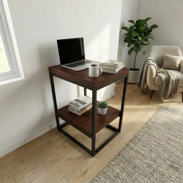 Stolik Metalowy do Salonu Kawowy Nocny Pomocniczy Ława Wenge LEON 03