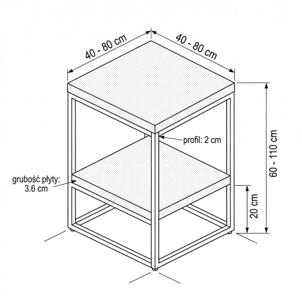 Stolik Metalowy do Salonu Kawowy Nocny Pomocniczy Ława San Sebastian LEON 04