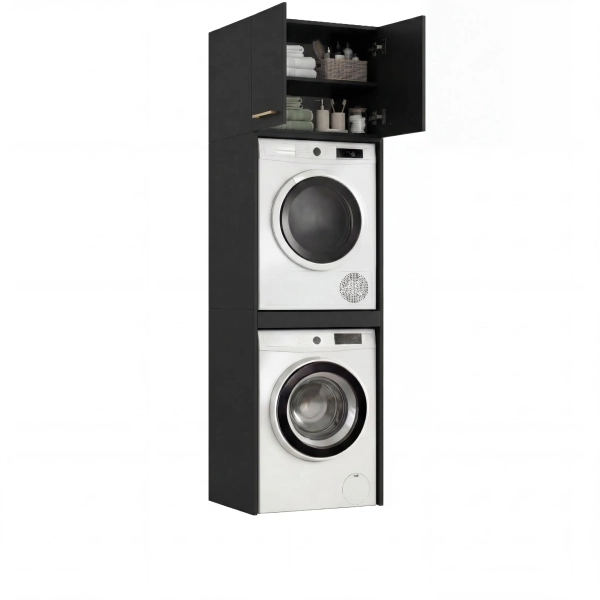 Szafka Łazienkowa Stojąca Na Pralkę Suszarkę Czarna Luza Nadstawka 02