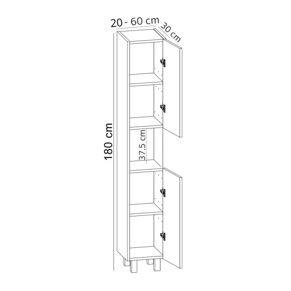 Szafka Łazienkowa Słupek Stojąca Półki Dąb Crenoma Terra 04